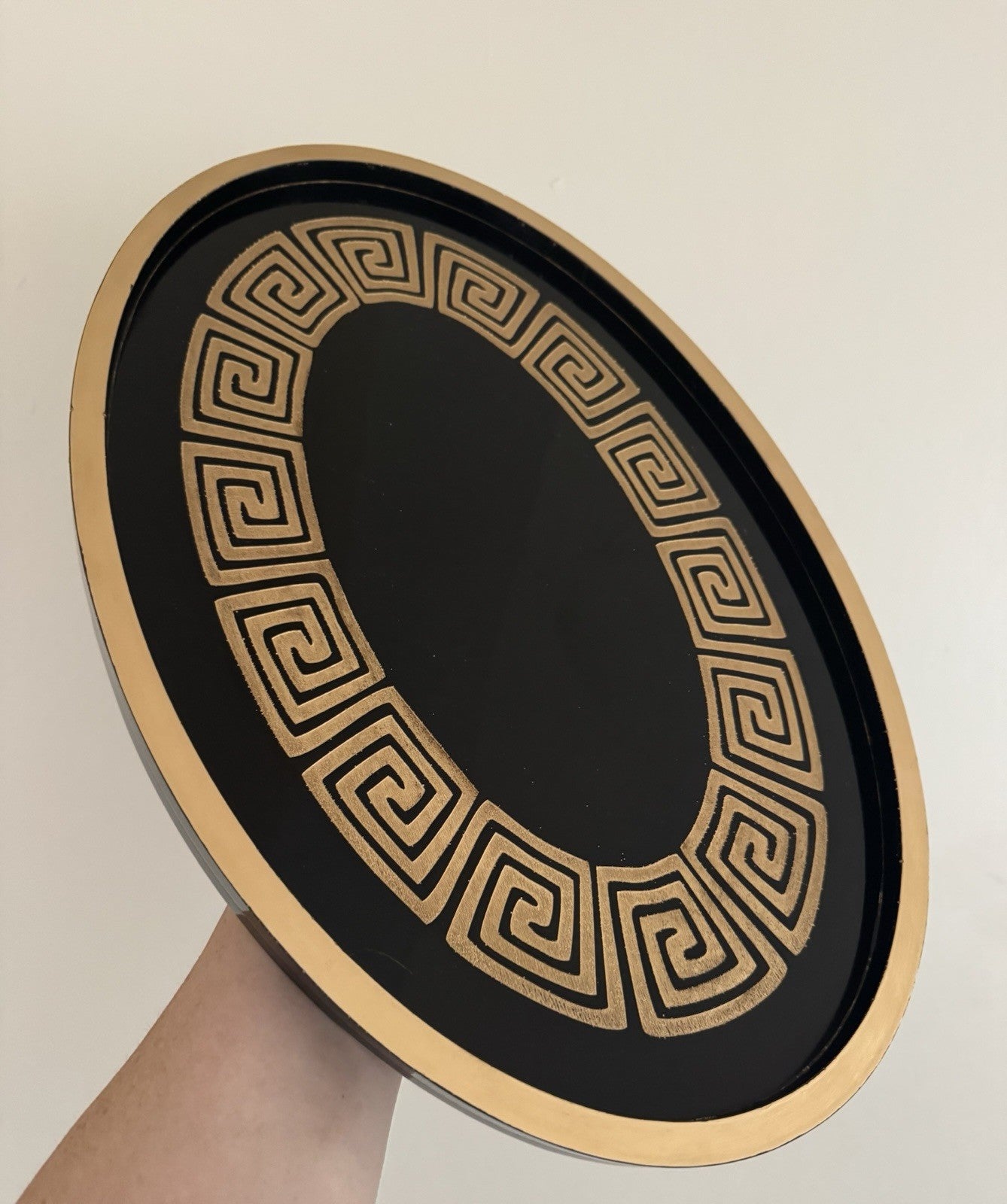 Oval Tray Greek Style Black and Gold Table Decoration for Home