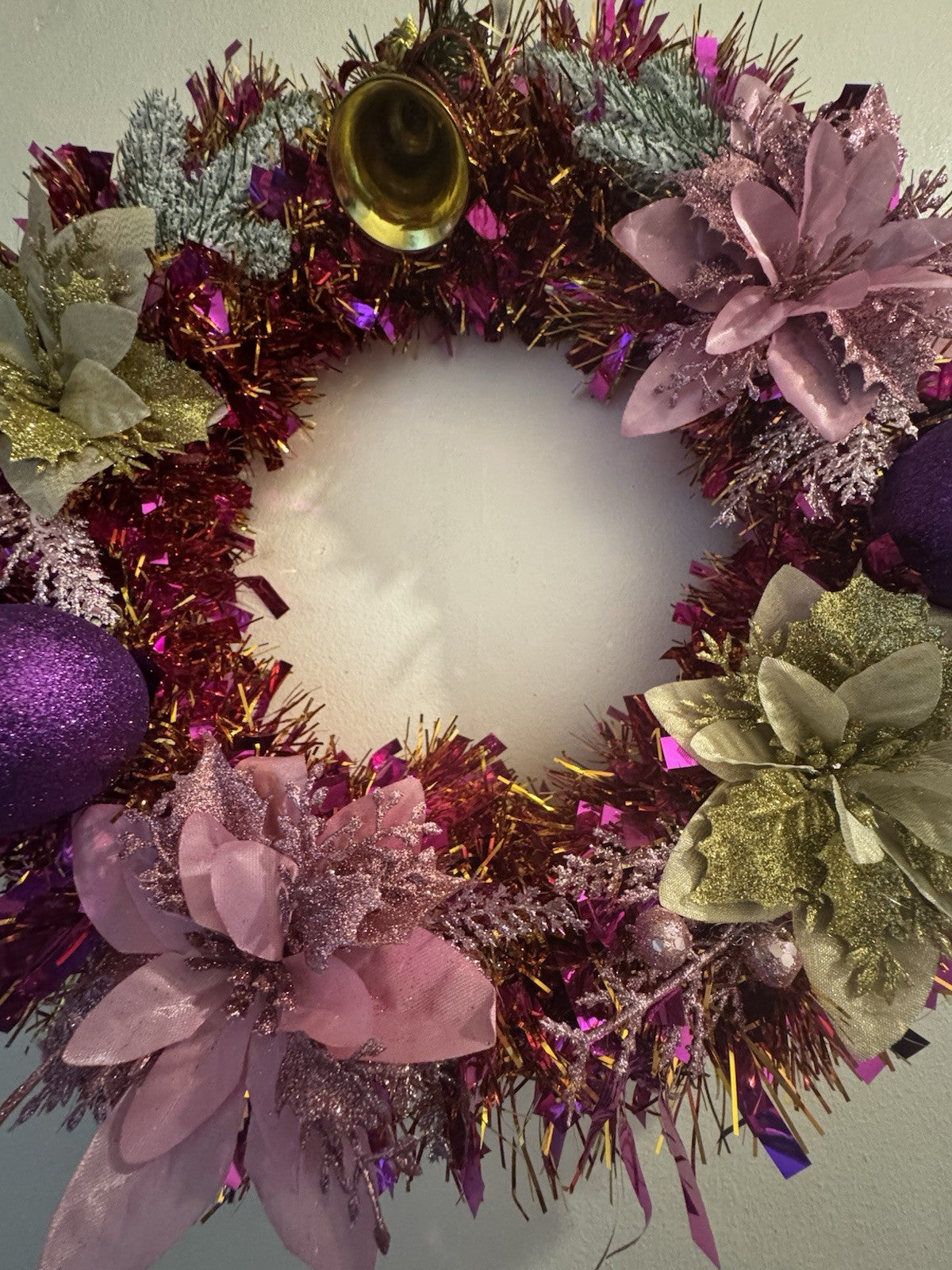 Christmas Wreath Purple and Gold with Lights for Front Door Christmas Wreath UK