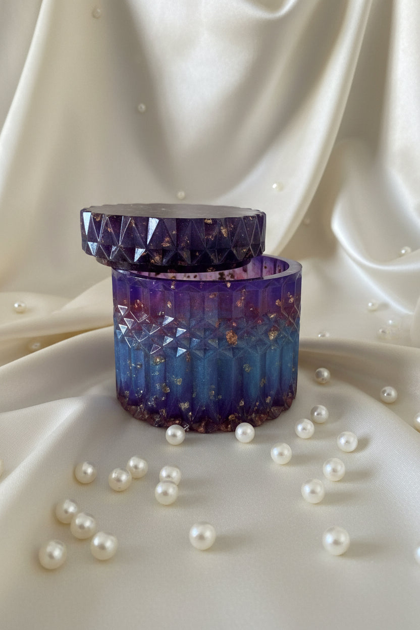 Purple Resin Keepsake Jar with Lid | Decorative Trinket & Jewellery Storage