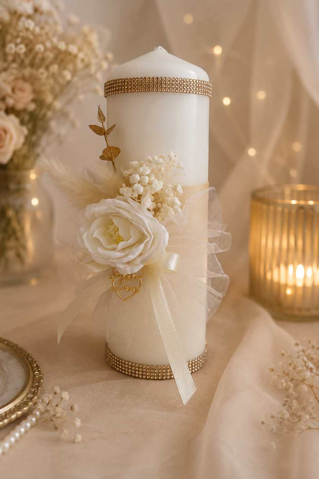 Handmade Wedding Candle | Single Candle or Set of 2 | Ivory Rose (70)