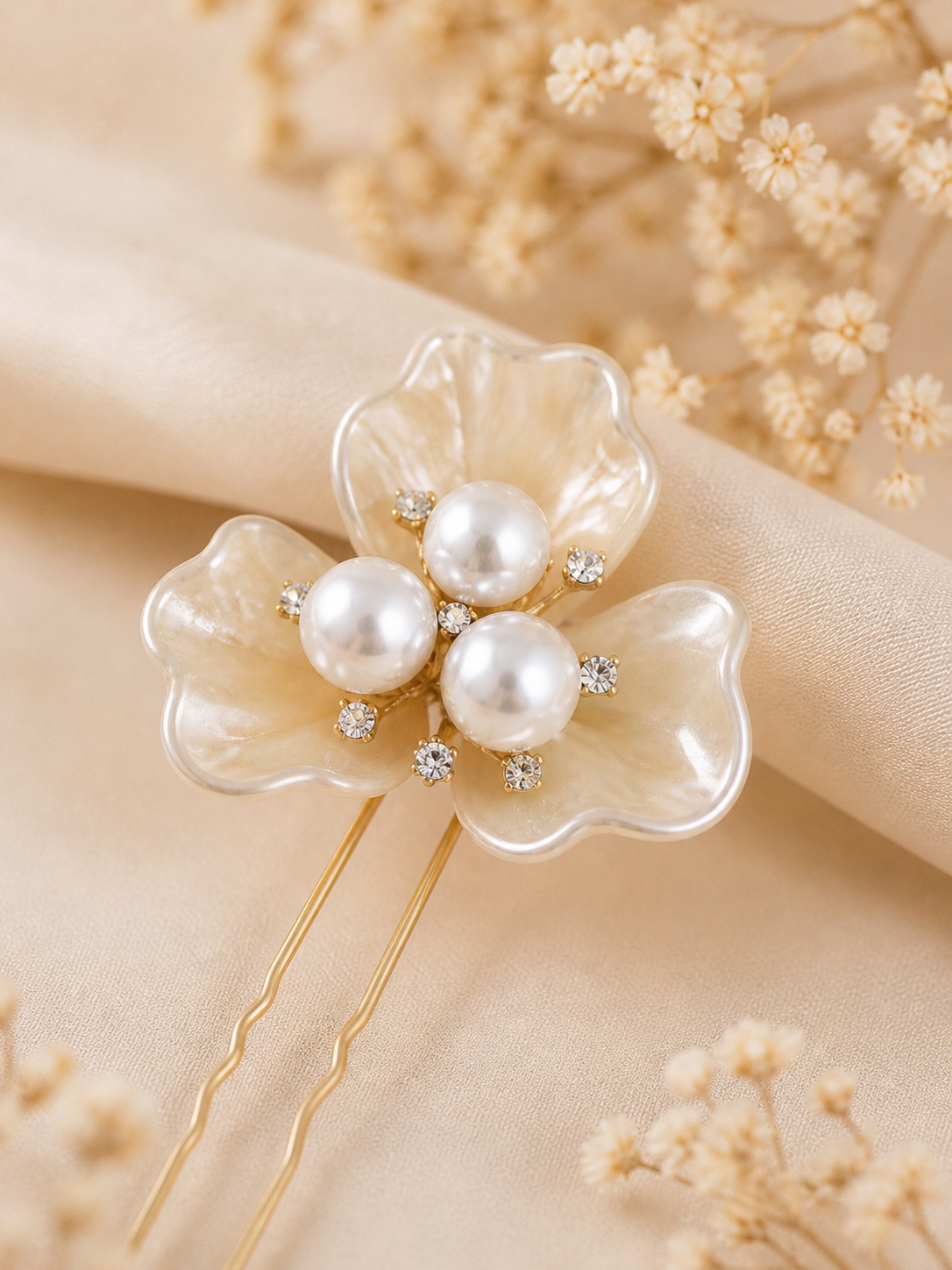 Pearl Flower Bridal Hair Pin, Ivory Wedding Hair Accessory, Bridal Hair Pin Set, Pearl Flower Hair Piece, Bridesmaid Hair Pin