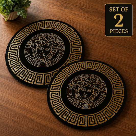 Embossed  Dining Table Mat Handmade Resin Art  Black With Gold