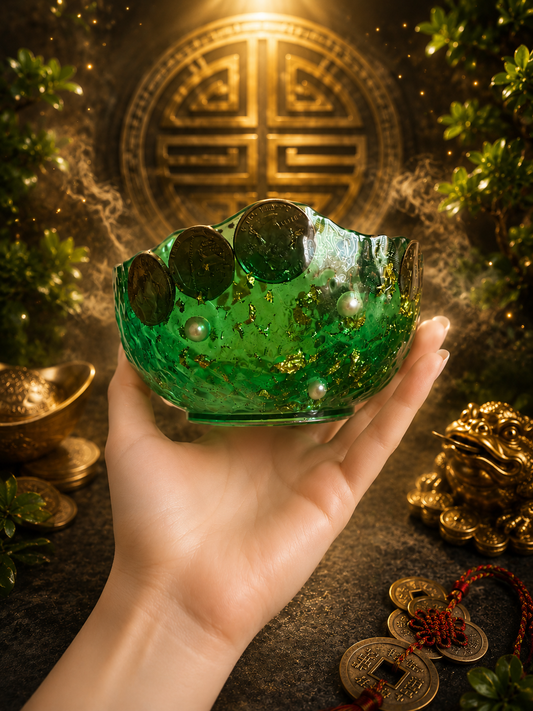 Feng Shui Money Bowl – Green Wealth & Good Luck Decor
