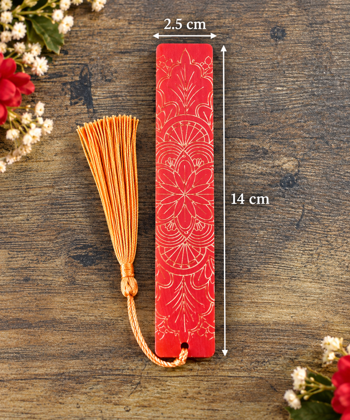 Bookmarks Red Background  And Gold Embossed Stripe