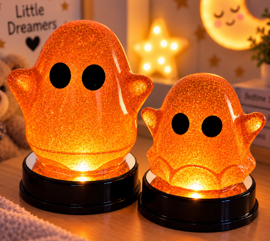Handmade Ghost Lamp, Colour Changing LED Night Light, Halloween Decor, Glitter Ghost, Kids Room Lamp, Spooky Gift