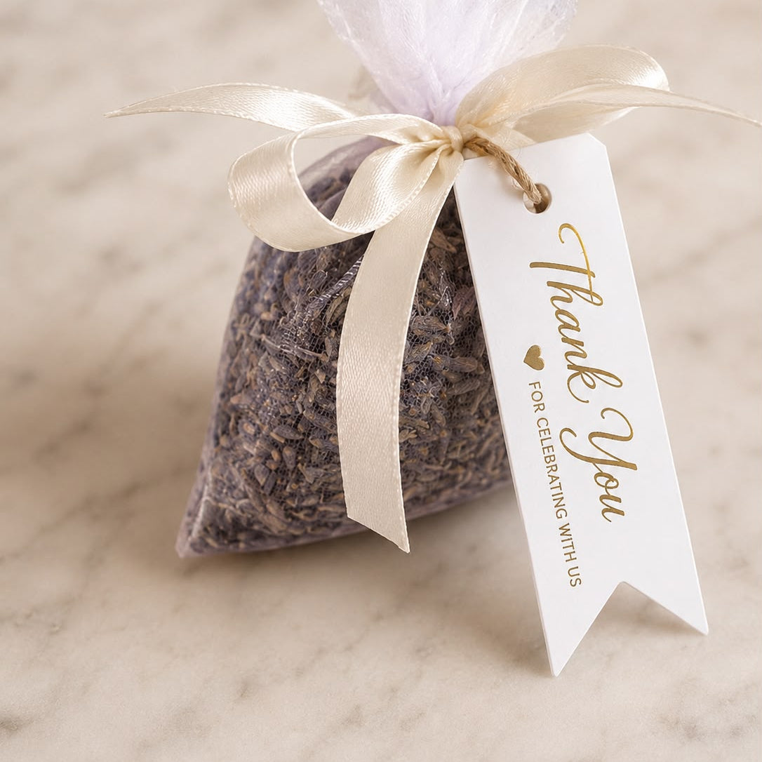 Personalised Lavender Sachets Wedding Favours | Dried Lavender Bags with Thank You Tag | Rustic Bridal Shower, Baby Shower, Christening Gift