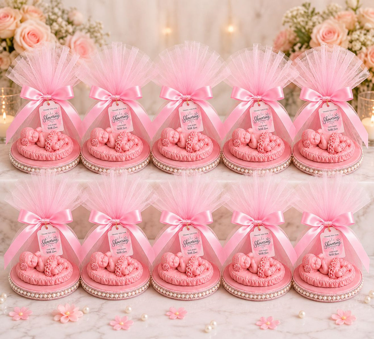 Baby Christening Favour – Handmade Resin Baptism Keepsake Gift, Pink or Blue