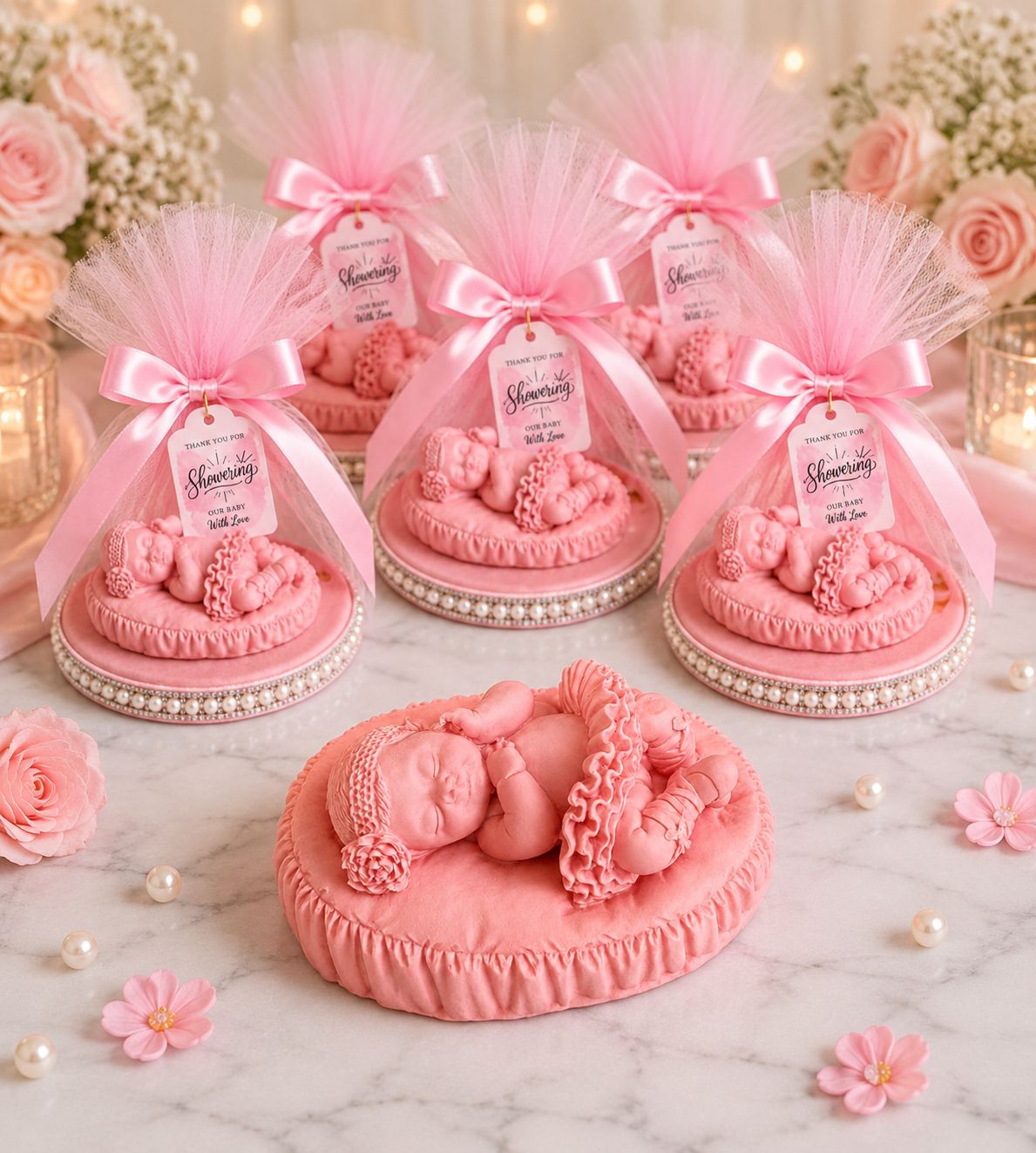 Baby Christening Favour – Handmade Resin Baptism Keepsake Gift, Pink or Blue