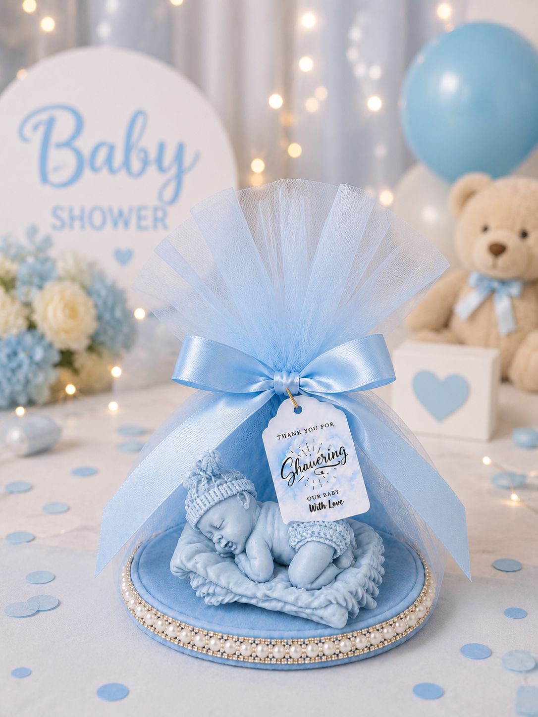 Baby Christening Favour – Handmade Resin Baptism Keepsake Gift, Pink or Blue