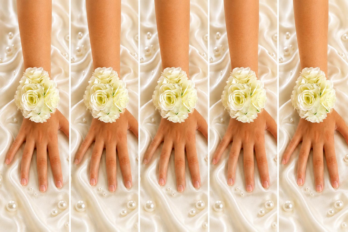 Flower Girl White Rose Wrist Corsage | Elegant Wedding Pearl Bracelet