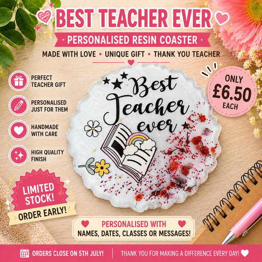 Teacher Appreciation Coaster – Thank You for Helping Me Grow Gift