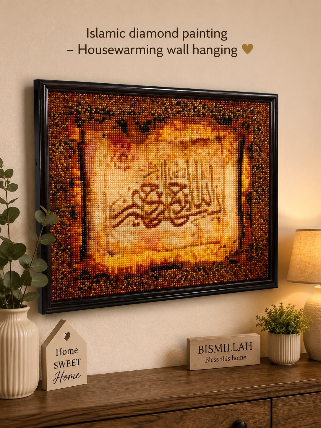 Islamic Wedding Gift Wall Decoration Diamond Painting Art Sealed With Resin