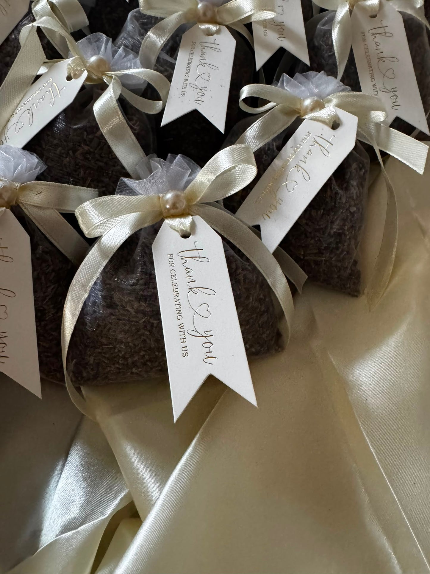 Personalised Lavender Sachets Wedding Favours | Dried Lavender Bags with Thank You Tag | Rustic Bridal Shower, Baby Shower, Christening Gift