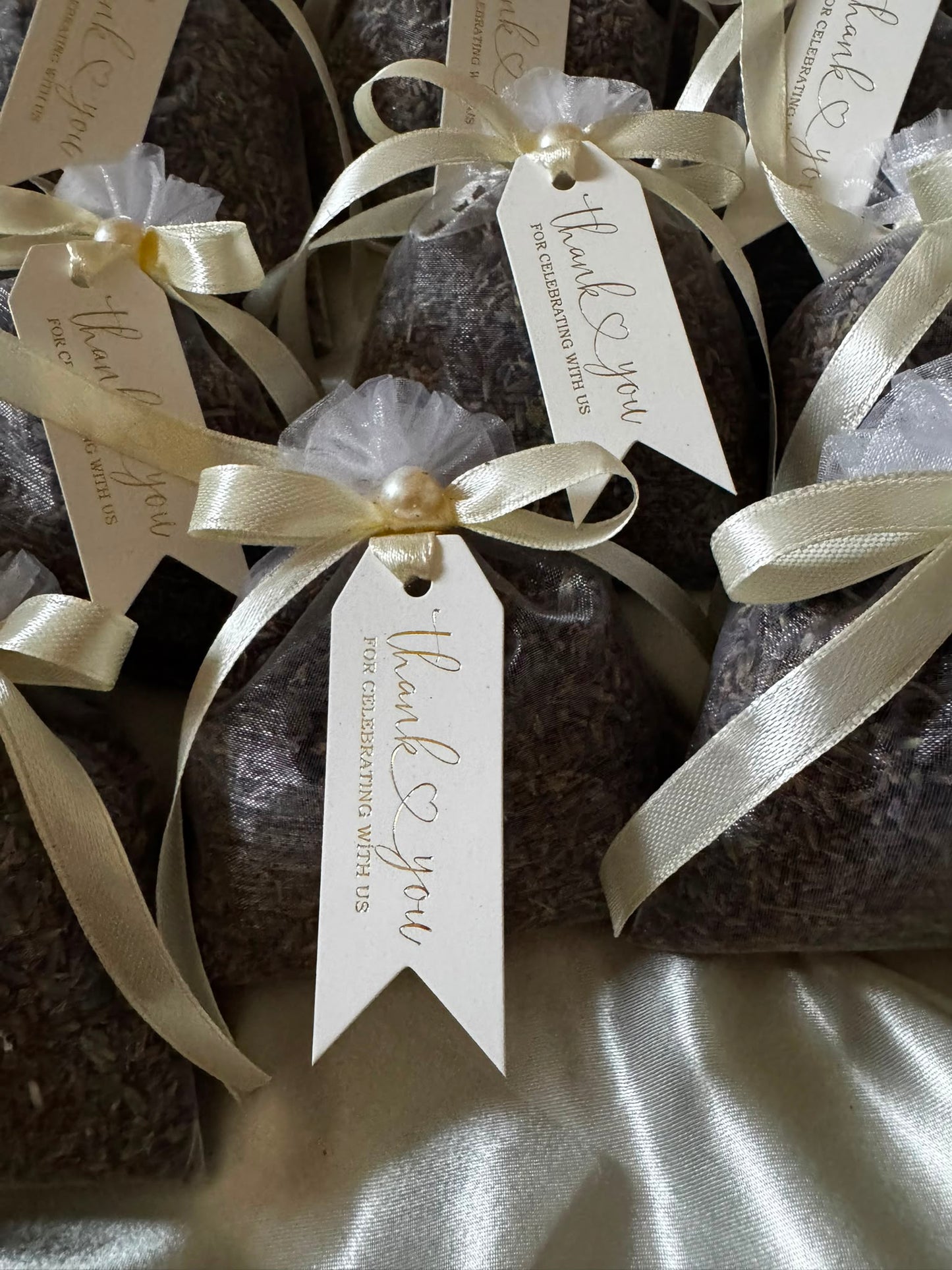 Personalised Lavender Sachets Wedding Favours | Dried Lavender Bags with Thank You Tag | Rustic Bridal Shower, Baby Shower, Christening Gift