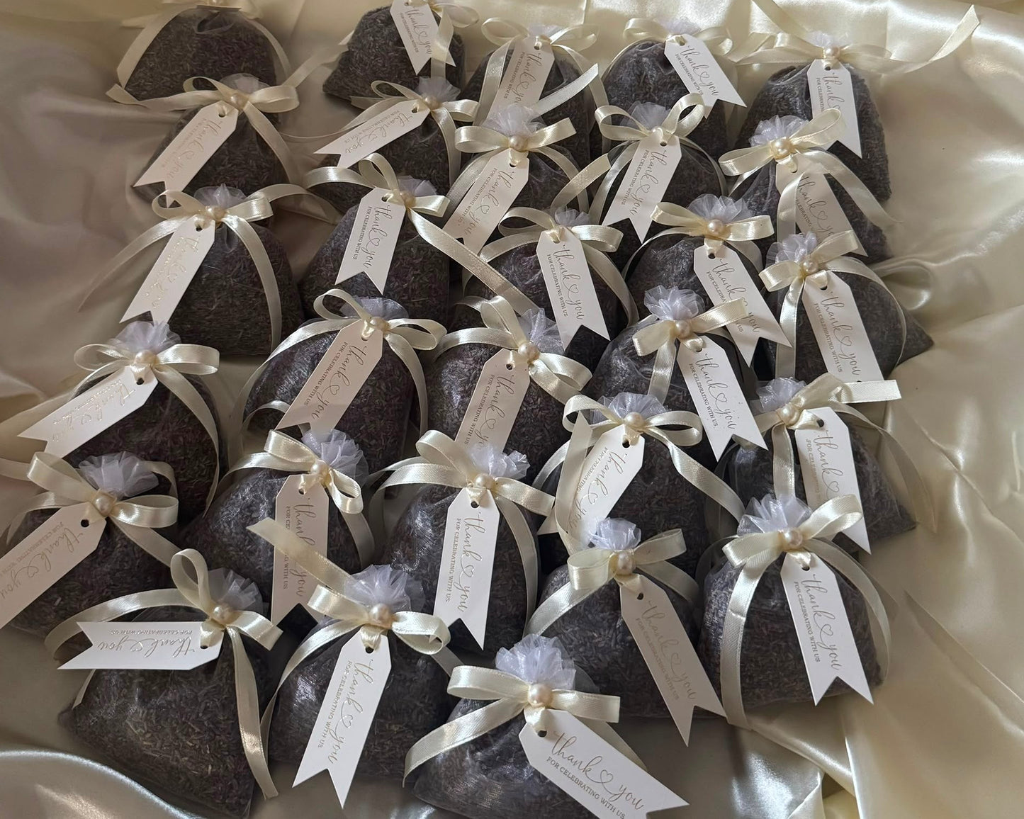 Personalised Lavender Sachets Wedding Favours | Dried Lavender Bags with Thank You Tag | Rustic Bridal Shower, Baby Shower, Christening Gift