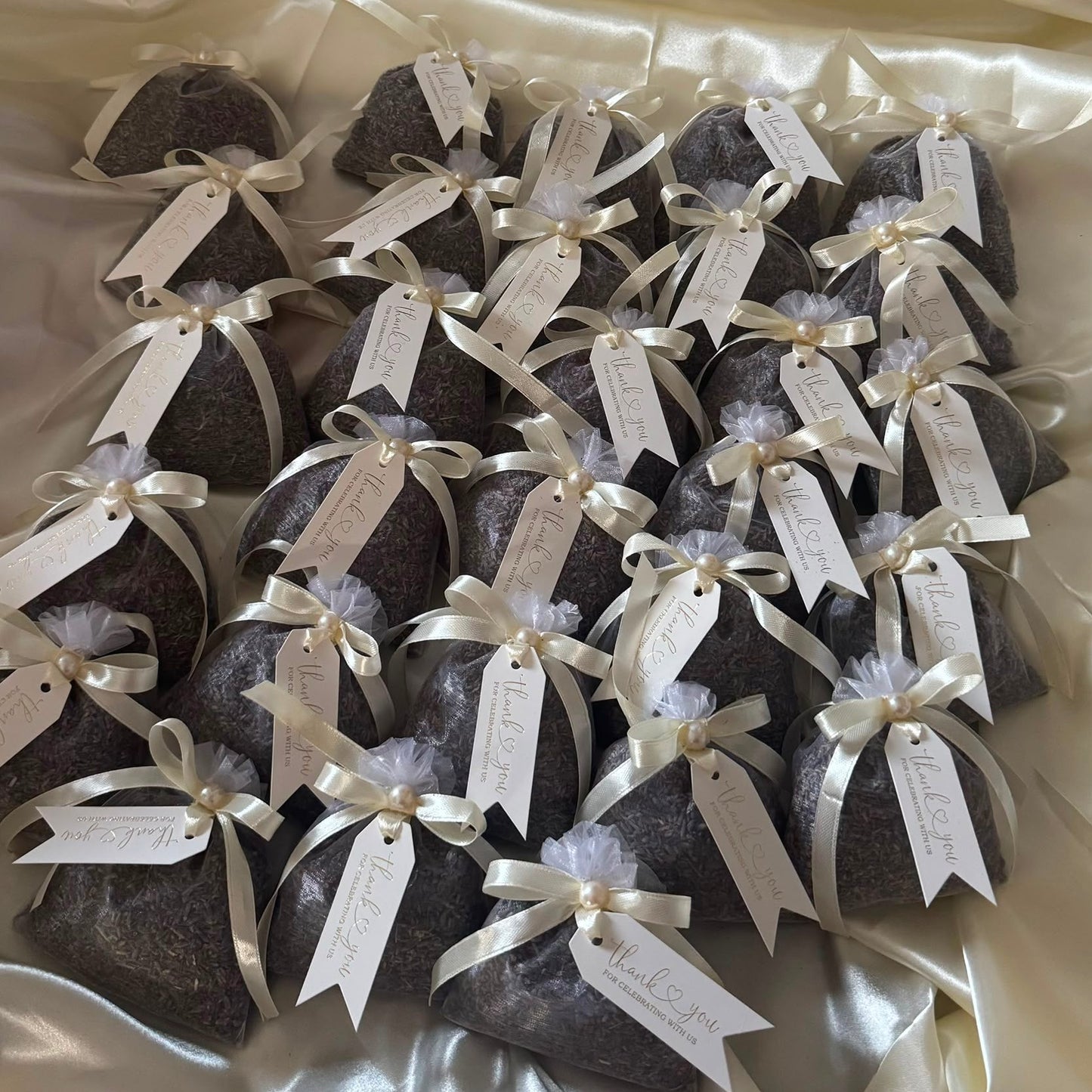 Personalised Lavender Sachets Wedding Favours | Dried Lavender Bags with Thank You Tag | Rustic Bridal Shower, Baby Shower, Christening Gift