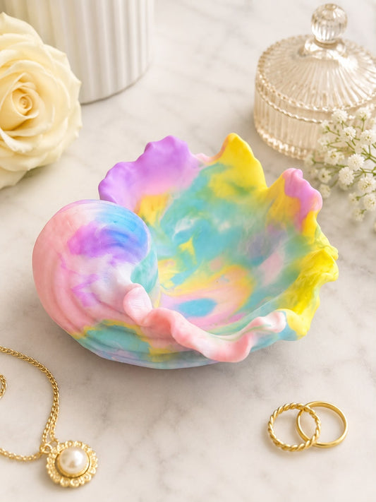 Jewellery Holder Tray Valet Station  Handmade Shell Design Eco Resin Plaster