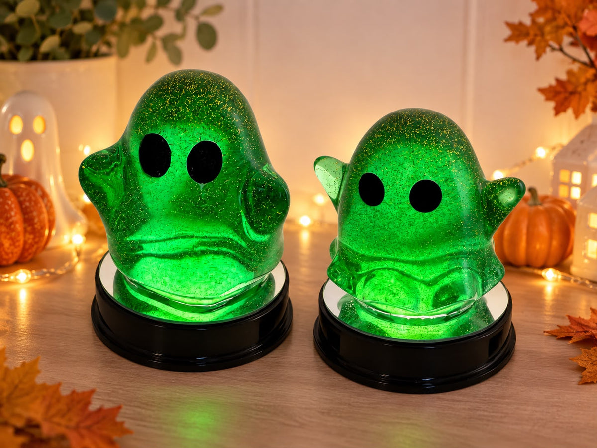 Handmade Ghost Lamp, Colour Changing LED Night Light, Halloween Decor, Glitter Ghost, Kids Room Lamp, Spooky Gift