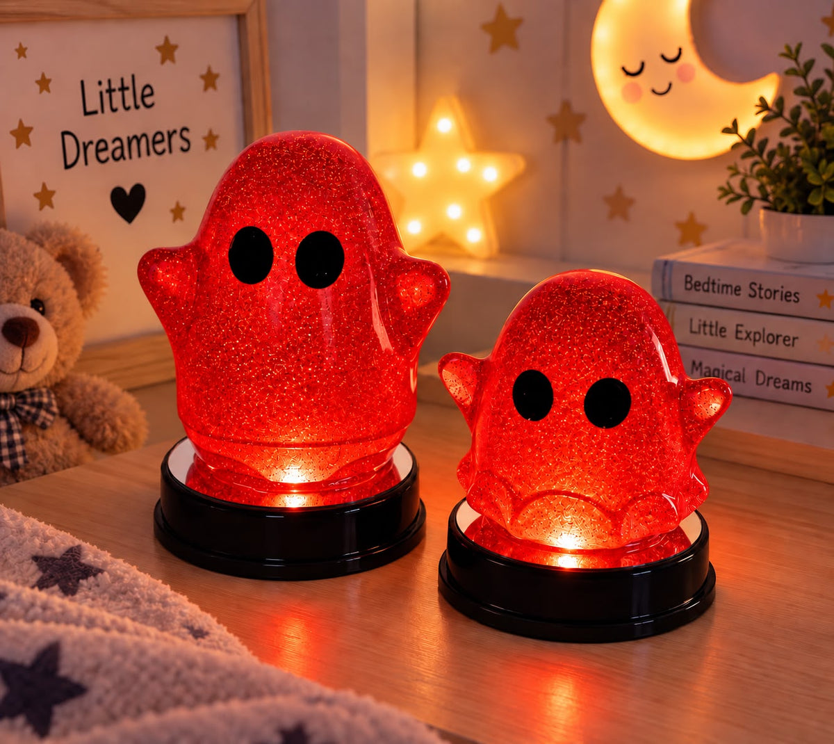 Handmade Ghost Lamp, Colour Changing LED Night Light, Halloween Decor, Glitter Ghost, Kids Room Lamp, Spooky Gift