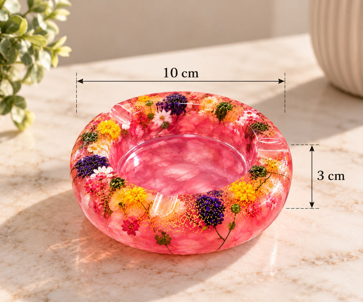 Handmade Resin Ashtray with Dried Flowers – Unique Tabletop Decoration