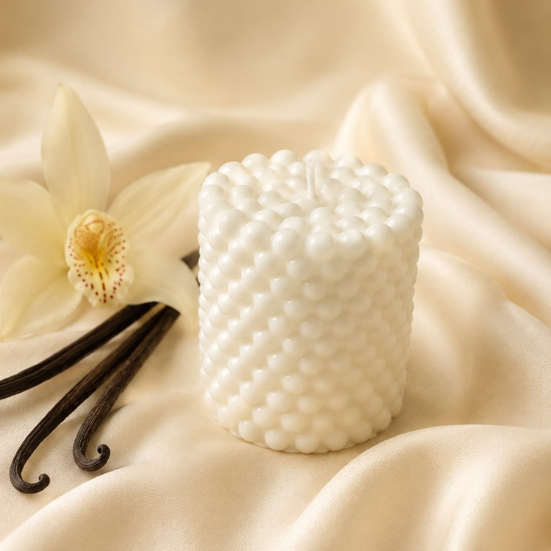 Handmade Vanilla Scented Bubble Candle – Unique Decorative Soy Wax Candle, Relax